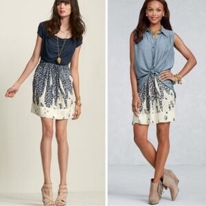 CAbi Bella Mini Skirt Small Short Pockets Leopard Print Blue Gray Pleated XS